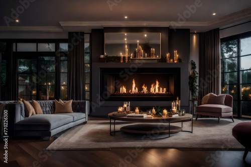 living room with fireplace