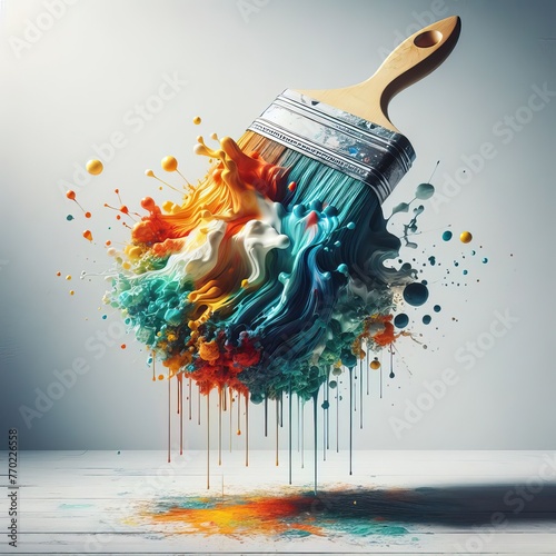 Paint brush and paint abstract illustration