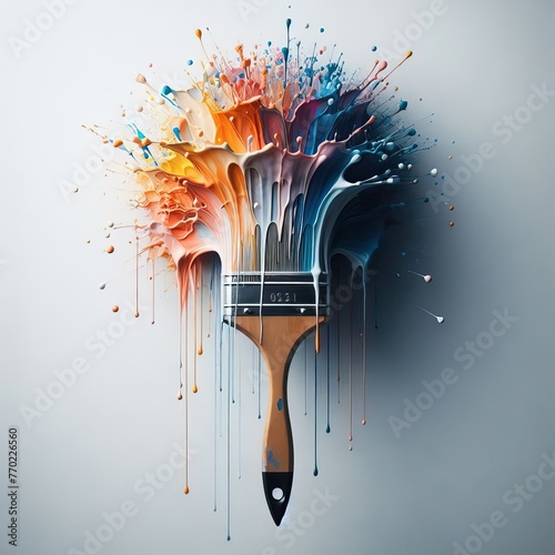 Paint brush and paint abstract illustration