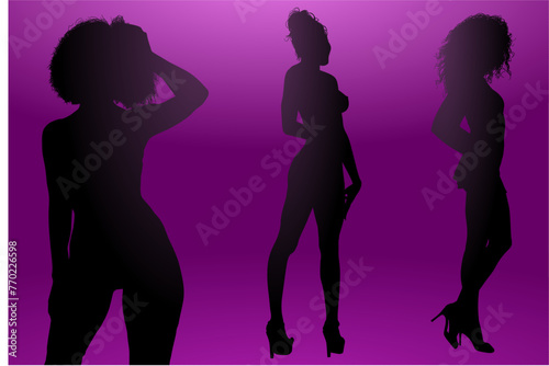 mujeres, ilustracion, vector, silueta, modelos, fashion, modelos, moda