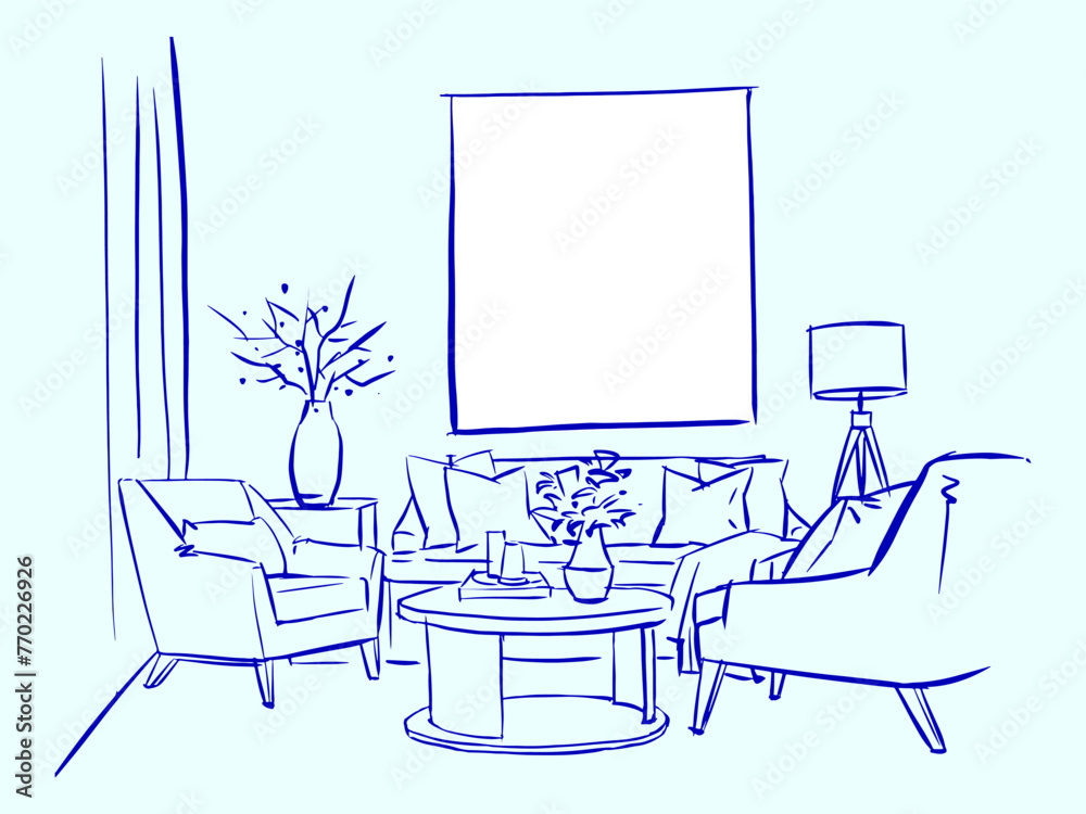 Fototapeta premium living area illustration vector for card decoration illustration 
