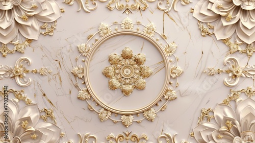 3D wallpaper, ceiling, pink gold