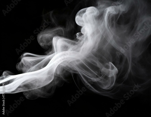 A stream of white smoke against a black background