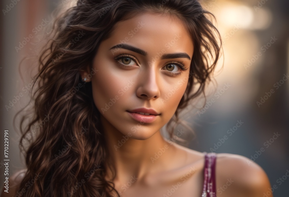 Naklejka premium A Portrait Of Breathtakingly Gorgeous, Exotic, Beautiful Woman. 