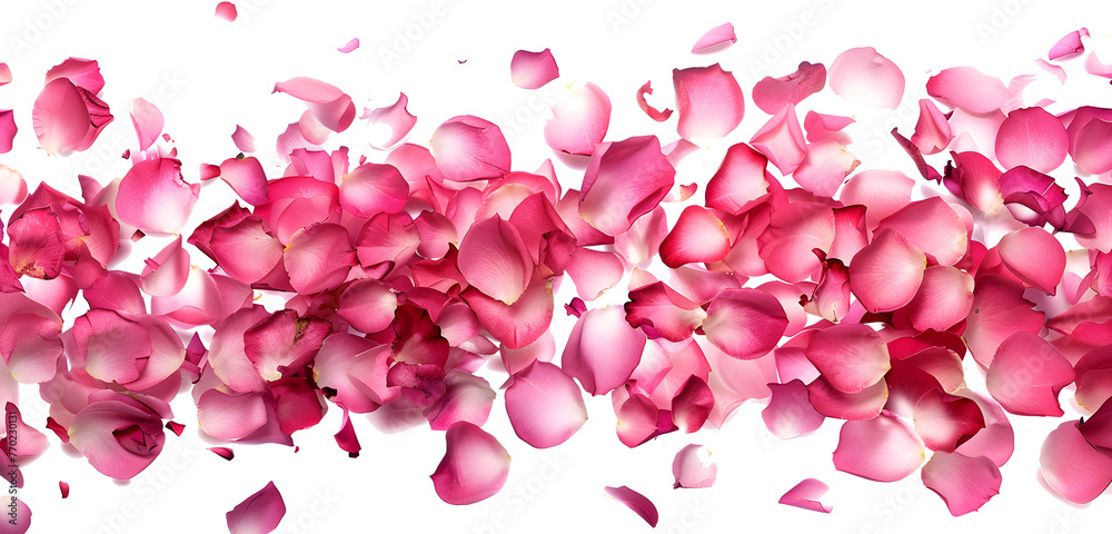 Valentine's Day concept, background of red rose petals on white background, banner Valentine's Day concept, background of red rose petals on white background, banner