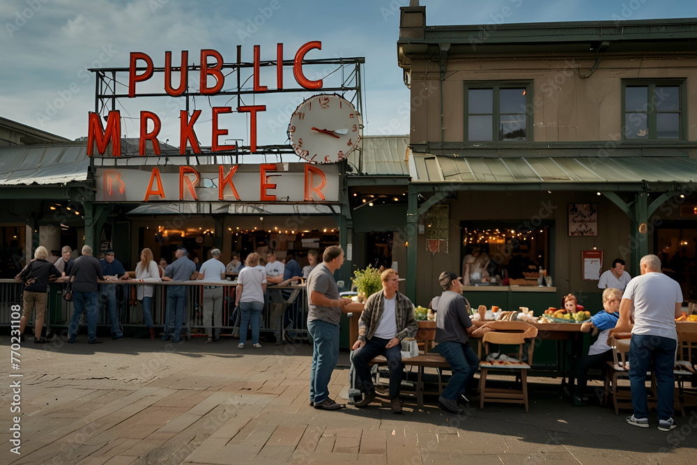 The Front of Pike Place Market - Public Market.generative.ai