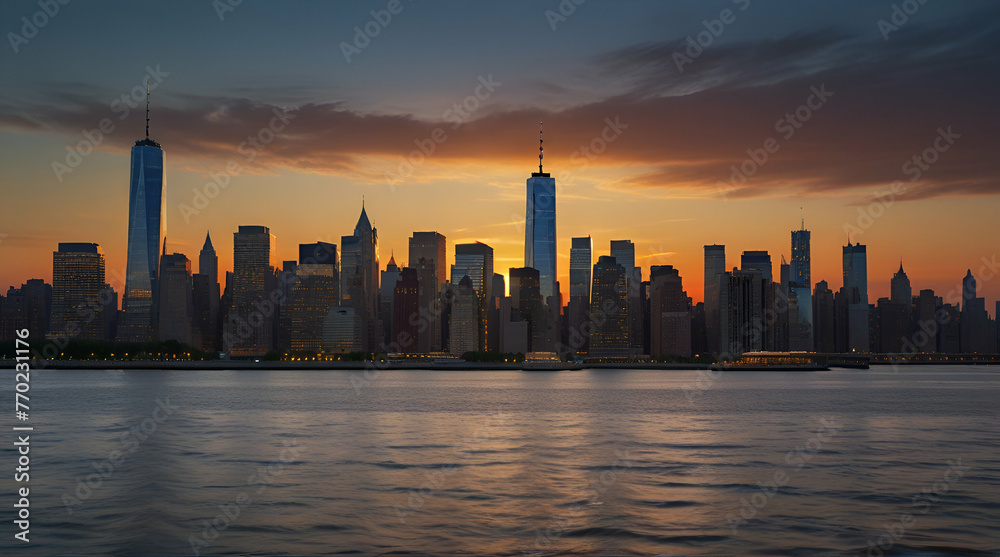 Beautiful sunset over brooklyn bridge in New York City.generative.ai