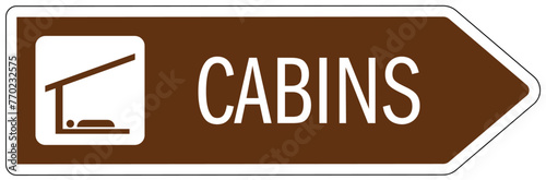 Campground directional sign cabins