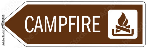 Campground directional sign campfire