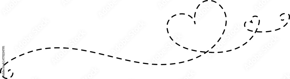 Dotted hand drawn line with heart Dotted hand drawn line with heart
