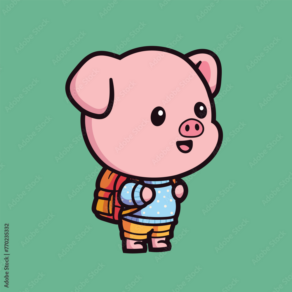 cute cartoon pig vector illustration design cute cartoon pig vector illustration design