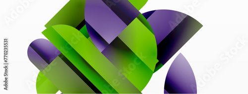 Abstract masterpiece formed by delicate interplay of circles, squares, and triangles. Geometric elements converge in harmonious chaos, evoking sense of modern creativity. Symphony of shapes
