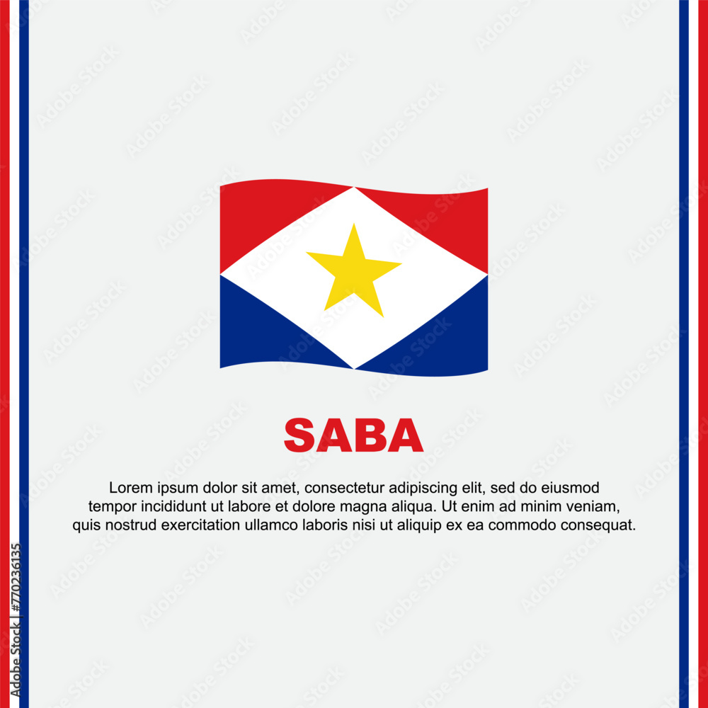 Saba Flag Background Design Template. Saba Independence Day Banner Social Media Post. Saba Cartoon
