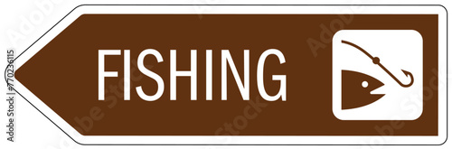 Campground directional sign fishing