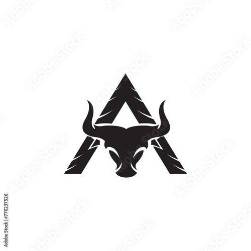 letter A with bull logo design.