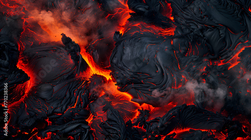 A close up of a lava rock with a red glow