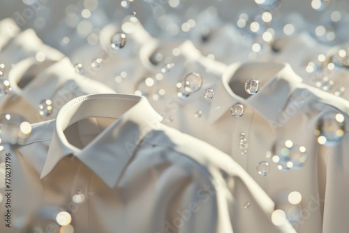 A row of formal dress shirts with sparkling bubbles, ready for special occasions , 3D illustration photo