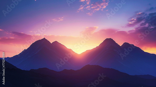 Majestic Mountain Peaks Embracing the Dawn's Light © Nijam