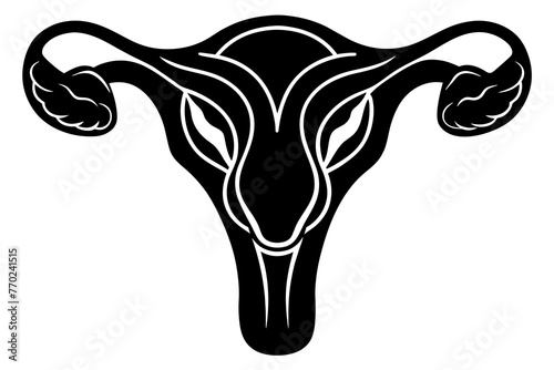 ovaries in females silhouette vector illustration