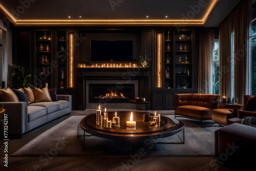 living room with fireplace © Barvi