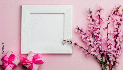 Mockup white Frame, Pink, Happy birthday