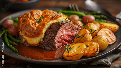 English Feast: Roast Beef & Yorkshire Pudding - A Classic Symphony