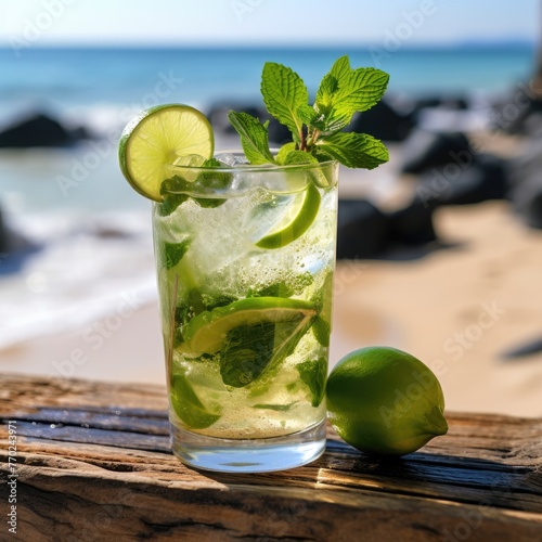 Cocktail mojito on beach
