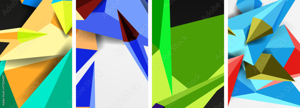 Triangle abstract concepts poster set with geometric minimal designs Triangle abstract concepts poster set with geometric minimal designs