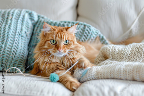 A hilarious close-up of a playful cat with a mischievous grin, ready to cause some trouble