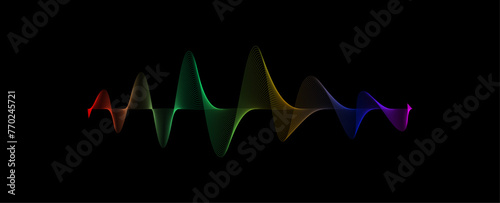 Abstract flowing wavy lines. Colorful dynamic wave. Vector design element for concept of music, party, technology, modern. radio frequency modulation, random sound wave. vector illustration