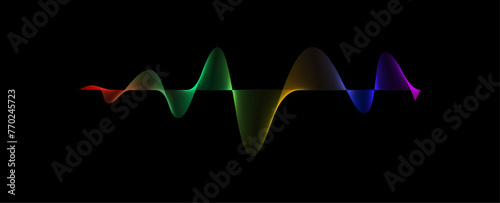 Abstract flowing wavy lines. Colorful dynamic wave. Vector design element for concept of music, party, technology, modern. radio frequency modulation, random sound wave. vector illustration