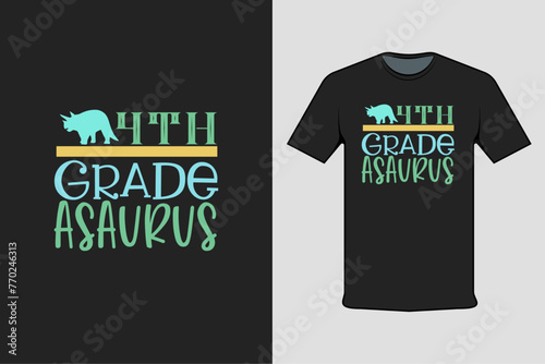 4th grade asaurus modern black t-shirt design