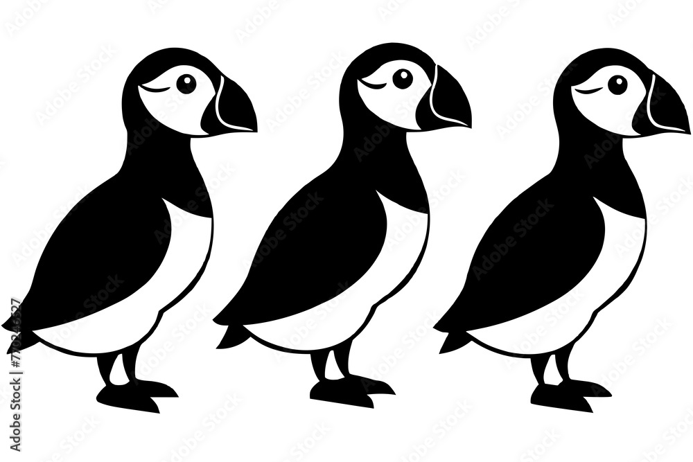 Naklejka premium puffin bird silhouette vector illustration