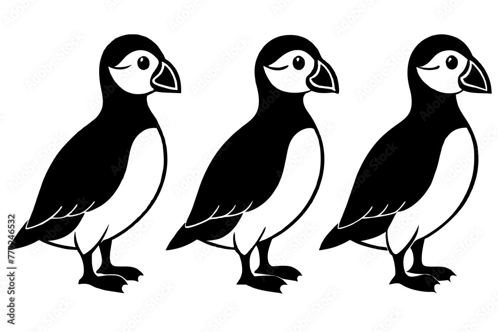 Naklejka premium puffin bird silhouette vector illustration