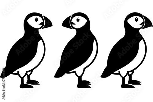 puffin bird silhouette vector illustration