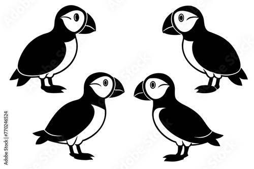 puffin bird silhouette vector illustration