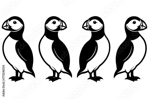 puffin bird silhouette vector illustration