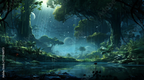 night in the forest  high definition hd  photographic creative image