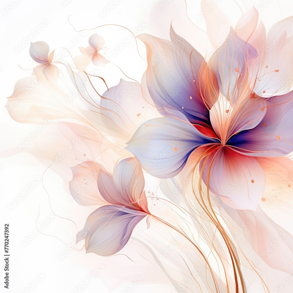Delicate abstract floral background Flowers backdrop on white background Job ID: 4637fe48-dcea-4d2f-84a9-08ce123dc373