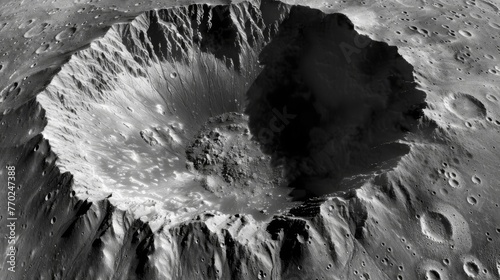 Harsh angular edges jut out from the rim of an impact crater a stark reminder of the explosive origins that carved it into existence.
