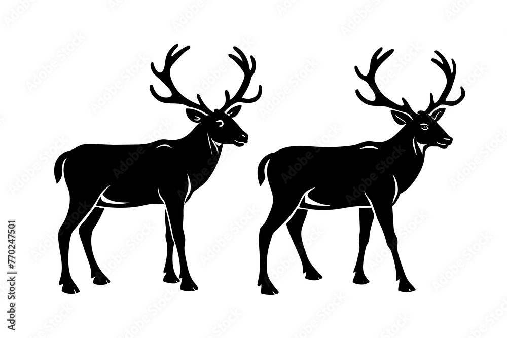 Obraz premium caribou silhouette vector illustration