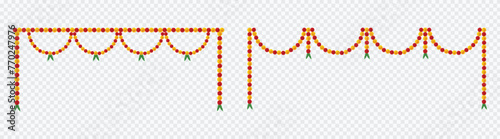 Toran marigold, Traditional indian, marigold, durga puja, Vector marigold, decoration, flower, ganapati. diwali. karwa choth. dasara onam indian festivals on. transparent, background PNG, 