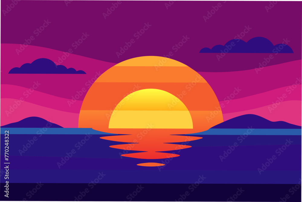 vibrant sunset over a tranquil ocean