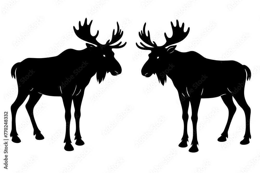 Obraz premium moose silhouette vector illustration