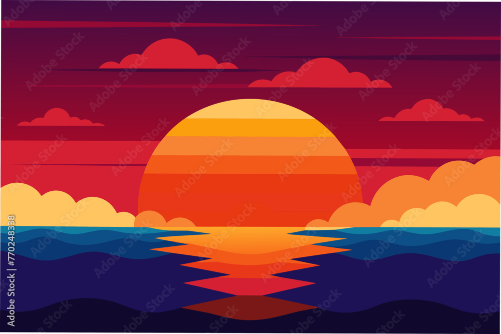 vibrant sunset over a tranquil ocean