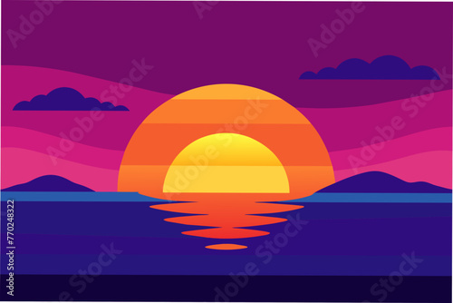 vibrant sunset over a tranquil ocean © CreativeDesigns