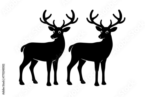 reindeer silhouette vector illustration © MDSHIJU