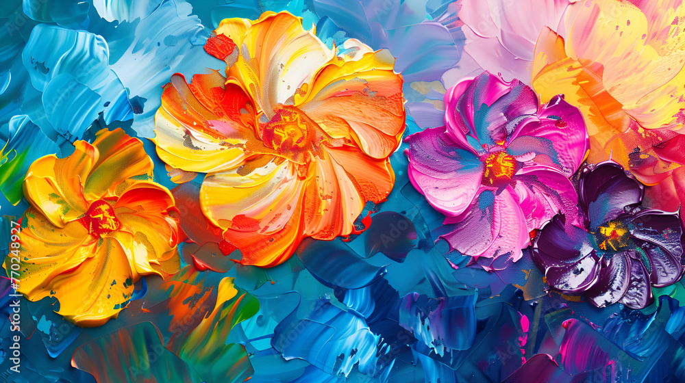 colorful background with flowers, generative ai