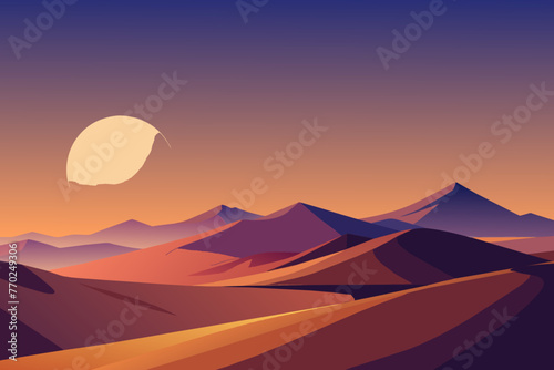 illustration of sunset view