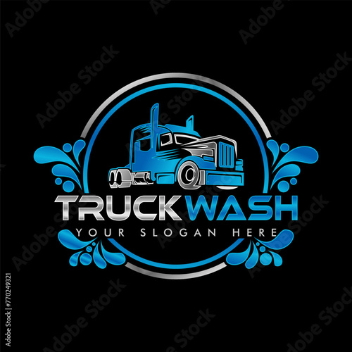 truck wash service silhouette logo illustration